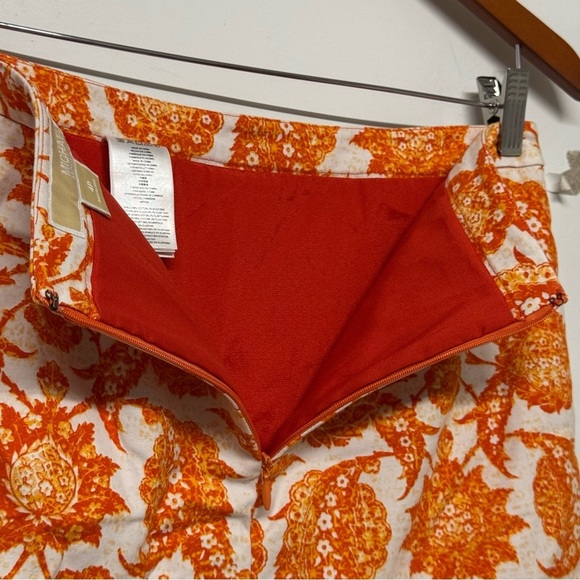 Michael Michael Kors Orange Stretch Cotton Printed Mini Skirt 4P - Picture 4 of 5